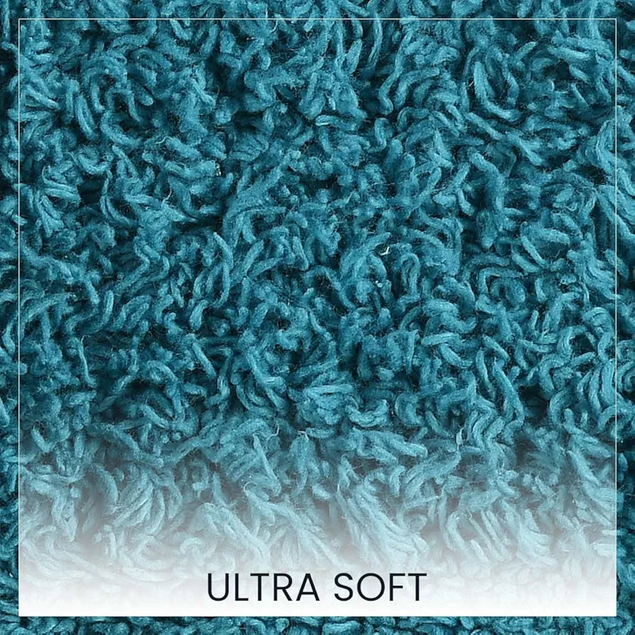 Sashaa World Solid Anti-skid Cotton Bathmat And Contour Set For Bathroom Colour Blue