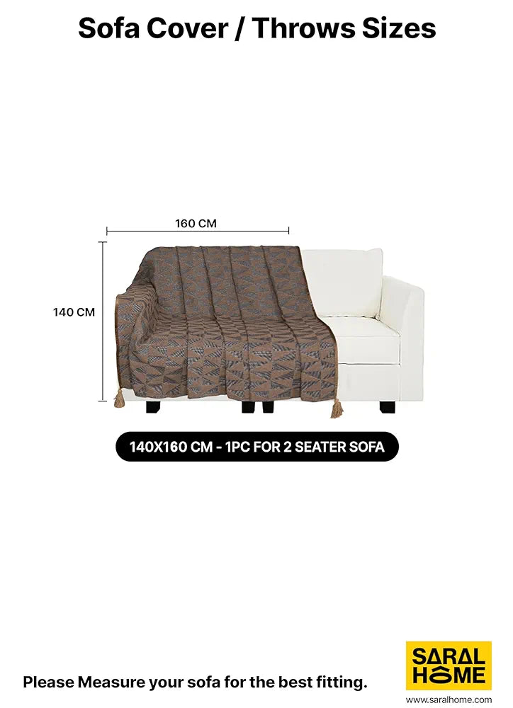 Saral Home Soft Microfiber 2 Seater Sofa Cover Throw Colour Lt.Brown