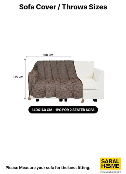 Saral Home Soft Microfiber 2 Seater Sofa Cover Throw Colour Lt.Brown