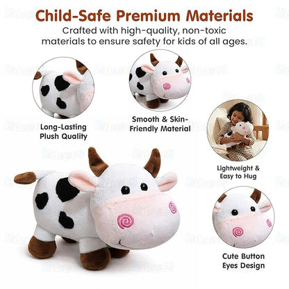 Kidology Cute Cow Plush Soft Toy Ultra Soft & Huggable White Colour