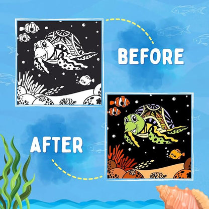 PepPlay Velvet Coloring Card Kit Set of 5 Travel Friendly No Mess Art for Kids Art and Craft