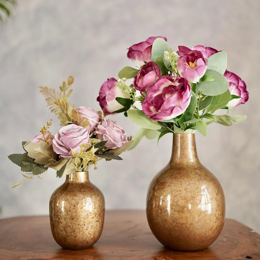 Behoma Antique Golden Metal Flower Vase for Home Decor Flowers not Included