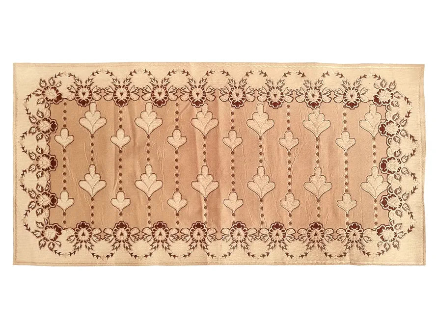 Kuber Industries Rectangular Floral Print Cotton Table Runner for Dining and Center Table Set of 2 Cream
