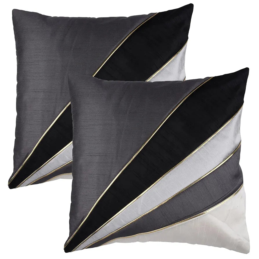 Kuber Industries Cushion Cover Pillow Covers Grey Patang Wire Cushion Covers Set of 5 Black