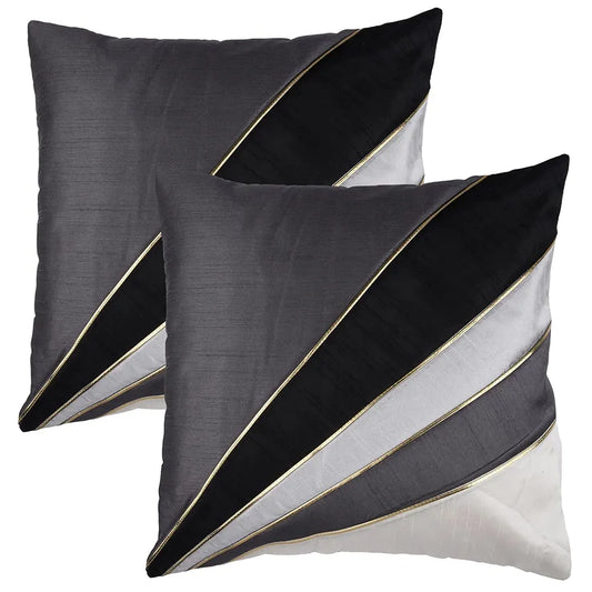 Kuber Industries Cushion Cover Pillow Covers Grey Patang Wire Cushion Covers Set of 5 Black
