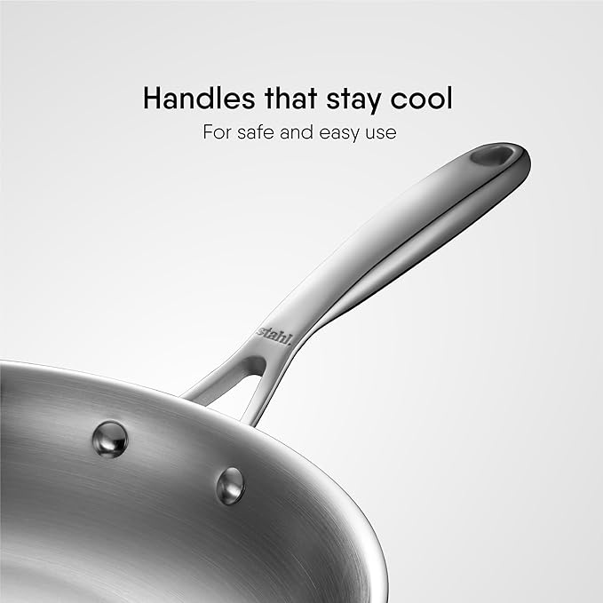 Stahl Artisan Triply Stainless Steel Fry Pan with Lid 1.6 L,  24 cm - 1360 gms