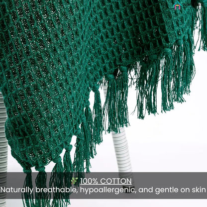 Homadorn Waffle Weave Cotton Throw Blanket Colour Bottle Green