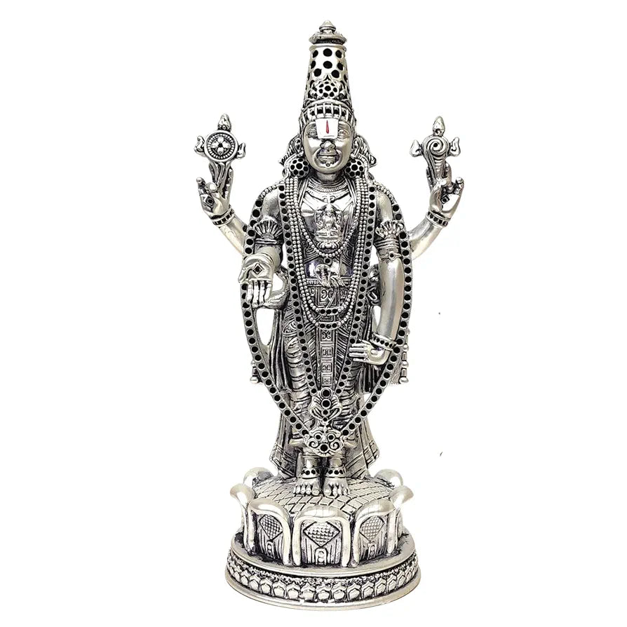 Gold Art India Lord Tirupati Balaji Silver Matte Idol