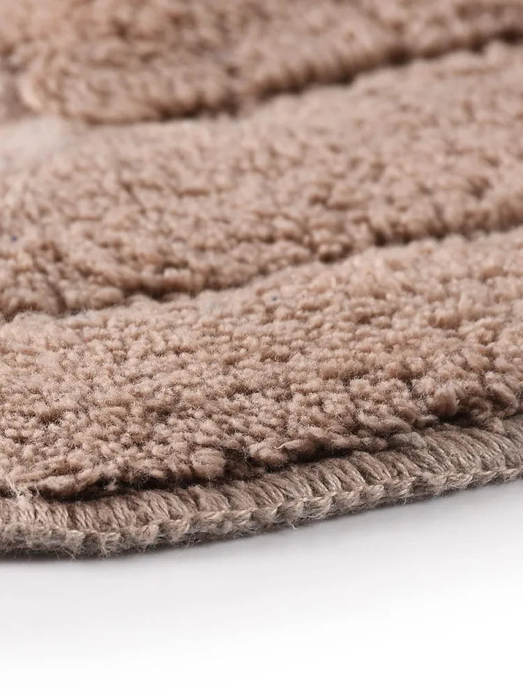 Saral Home Cotton Anti Slip Bathmat Set with Contour Colour Beige