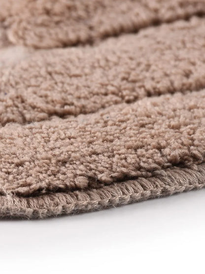 Saral Home Cotton Anti Slip Bathmat Set with Contour Colour Beige