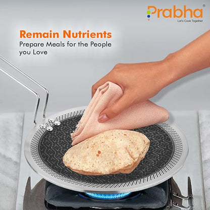 Prabha Tri-Ply Stainless Steel Hexa Cube Tawa Non Stick Coating Roti Tawa Food Grade Steel 26cm