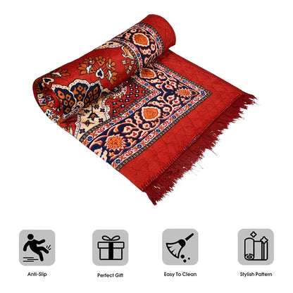 Kuber Industries 4x6 Feet Carpet Velvet Carpet-Rug for Home Decor Carpet Rug for Bedroom Red
