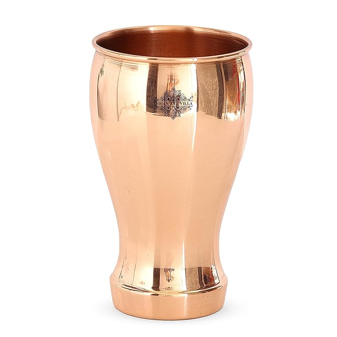 Indian Art Villa 5.5" X 3.0" Pure Copper Wine Glass Goblet Tumbler Cup | 490 ml