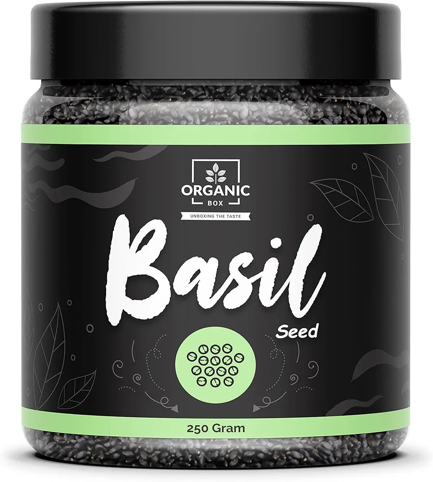 Organic Box Raw Basil Seeds for Weight Loss | Sabja Seed, Takmuria Seeds 300g  - Diwali Gift Pack