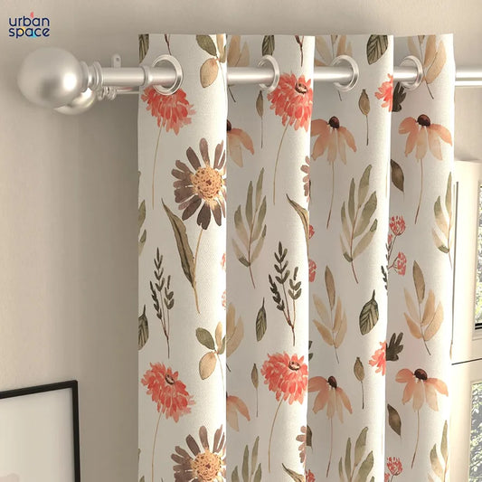 Urban Space Digital Printed Blackout Curtains for Window Bedroom Room Darkening Blackout Kids Decorative Curtains Frost Flora Peach