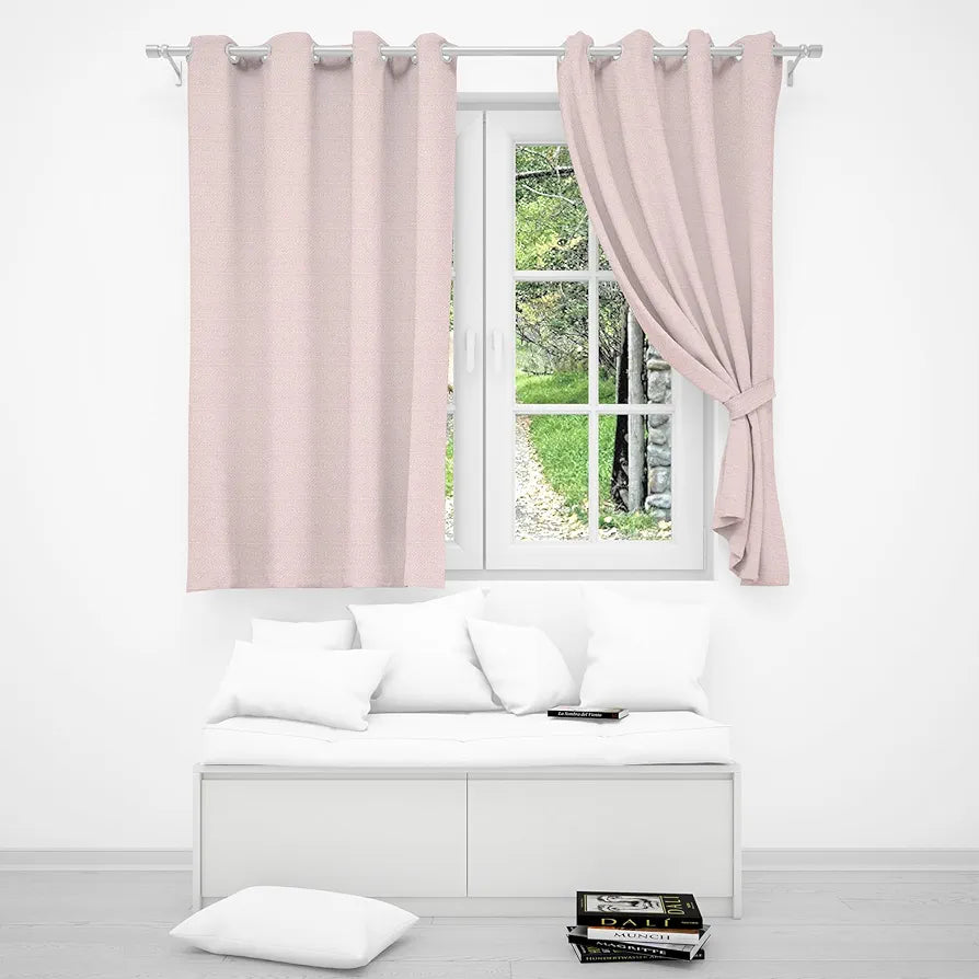 Divine Casa Textured Window Curtain 5 Feet Cameo Rose Soft Polyester Panel with Eyelets for Home Decor (Pack of 1)