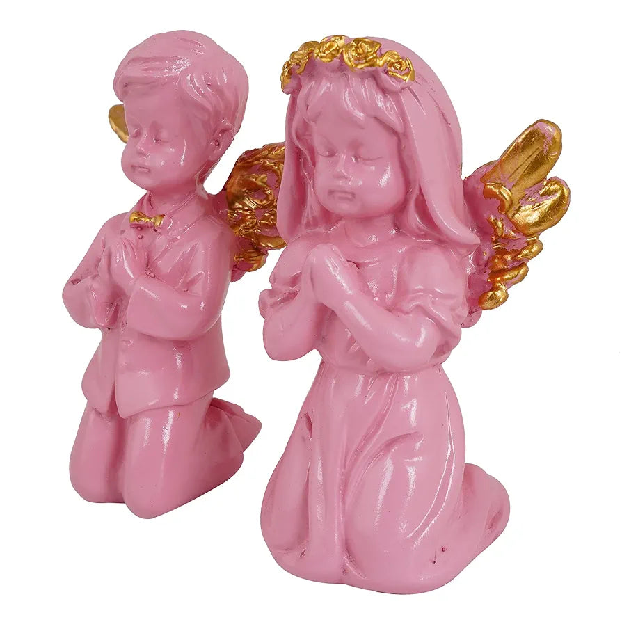 Zart Angel Girl & Wings Boy Sttaue for Home Décor Showpiece Angel Set