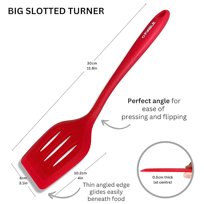 Fiable Premium Silicone Turner for Flipping Tossing Cooking Turner Red