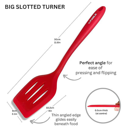 Fiable Premium Silicone Turner for Flipping Tossing Cooking Turner Red