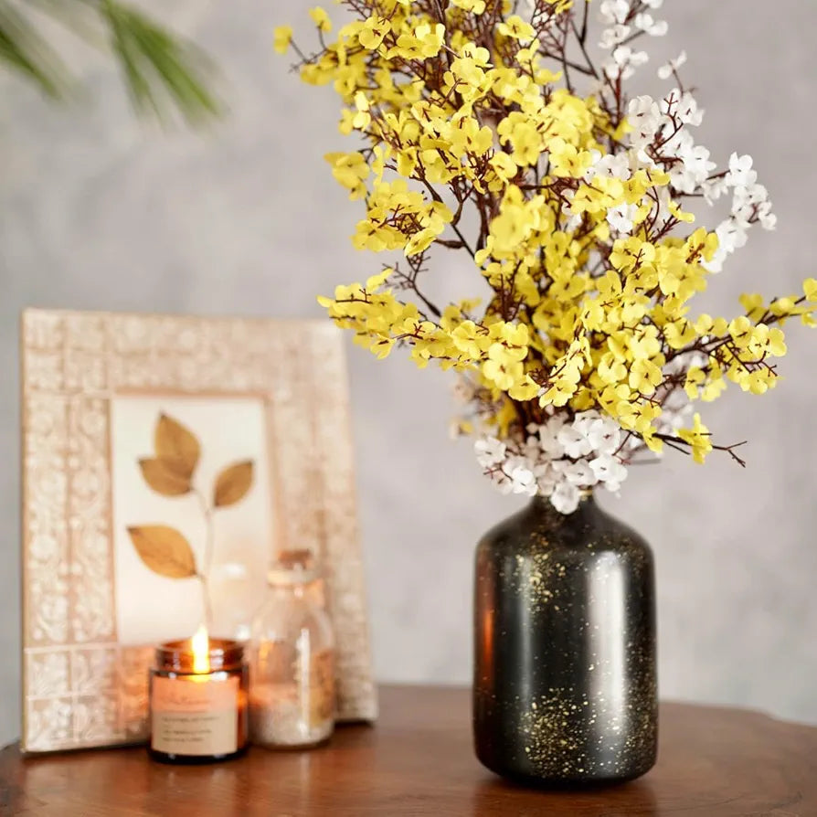 Behoma Metal Flower Vase Spotted Black Flowers not Included