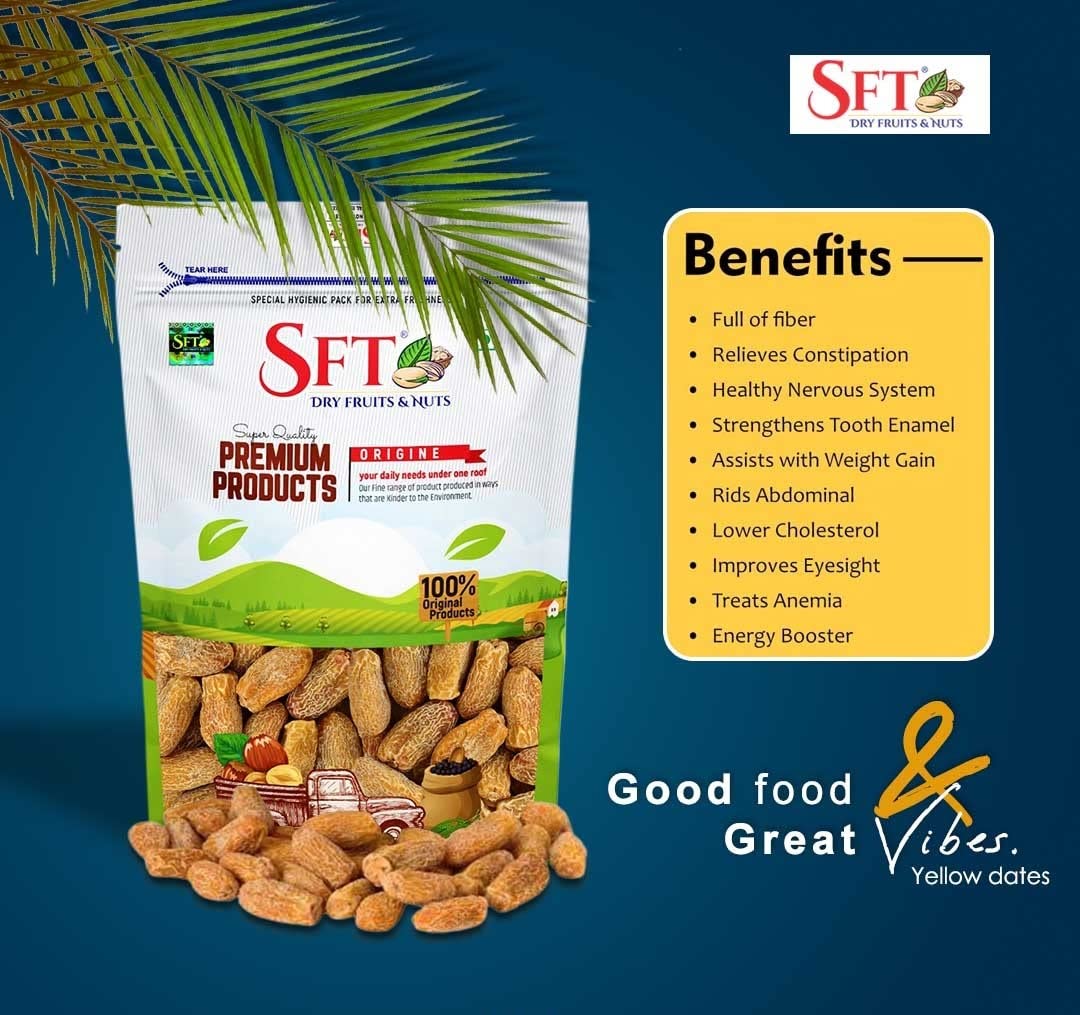 Sft Yellow Dates Dry Sukha Khajoor - 1000 gms