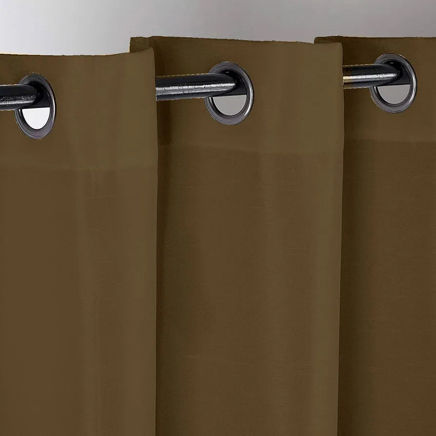 Divine Casa Semi Blackout Door Curtains 7 Feet Colour Meerkat Micro Satin Panels with Metal Eyelets (Pack of 2)