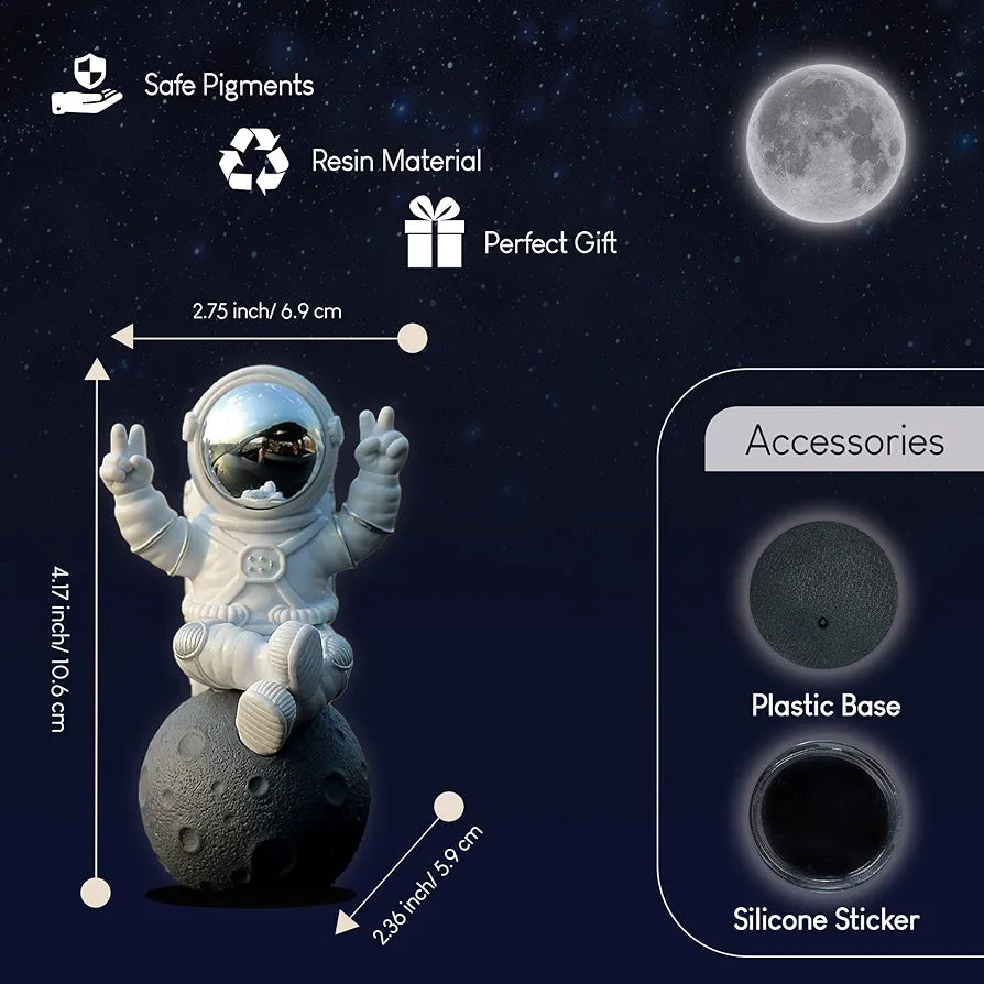 Street27 Sitting Astronaut Figurine Showpiece Silver for Home Décor Idols for Office Desk Table Astronaut Toy