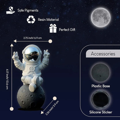 Street27 Sitting Astronaut Figurine Showpiece Silver for Home Décor Idols for Office Desk Table Astronaut Toy