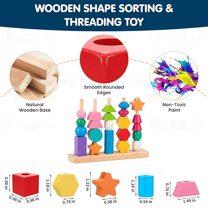 Kidology Montessori 2 in 1 Wooden Beads Sequencing Toy Set