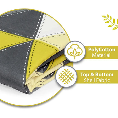 Divine Casa Glace Cotton 120 GSM Reversible Lightweight Malmal Printed Double Bed AC Dohar Blanket TC - 120 Colour Grey and Yellow