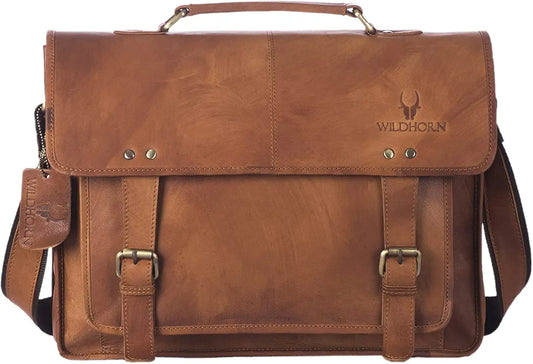 WildHorn Genuine Leather 15 INCH Laptop Messenger Bag DIMENSION : L-15 inch W-4 inch H-12 inch