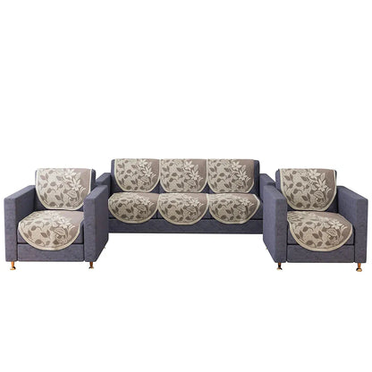 Kuber Industries 5-Seater Maroon S-22 Flower Couch Cover Cotton Sofa Slip Cover