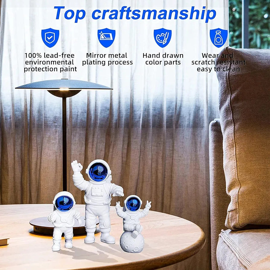Street27 Polyvinyl Chloride 3Pcs Astronaut Action Figurine Home Decor