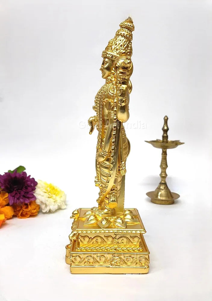 Gold Art India Lord Tirupati Balaji Gold Plated Matte Idol with Garuda