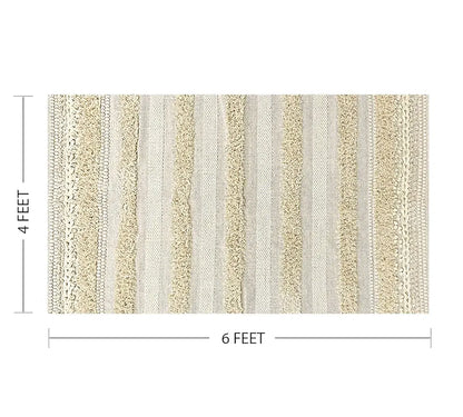 Sajavat Home Pure Cotton Soft and Durable Floor Rug Cream & White