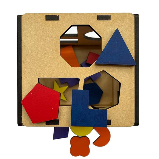 Mini Leaves Wooden Shape Sorter Toys With 15 Colorful Wood Geometric Shape Blocks | Developmental Toy for Preschool Toddlers