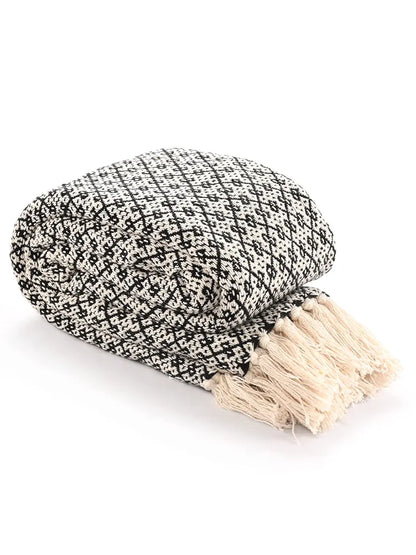 Sashaa World Soft Throw Blanket Colour Black/Natural