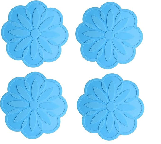 P-Plus International Set Silicone Pot Holders Non Slip Flexible Durable Heat Resistant Blue 16.5cm (Pack of 4)
