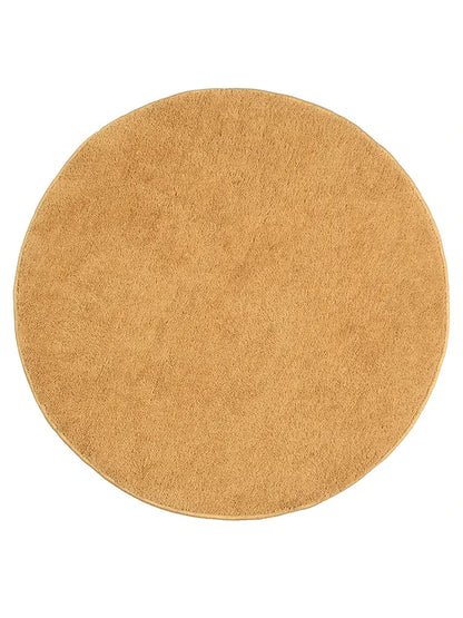 Saral Home Neo Shaggy Yarn Anti-Skid Round Mats Colour Gold