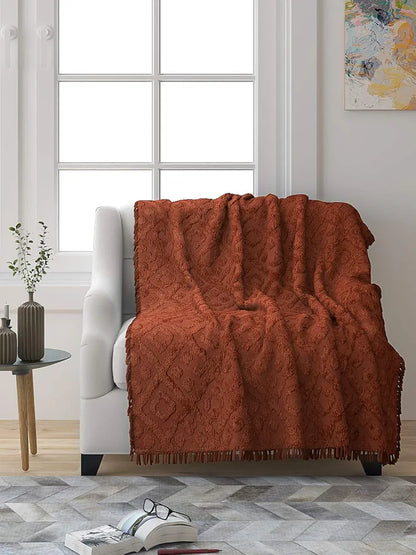 Saral Home Easy Living Soft Cotton Unique Design Tufted Throw Sofa Cover Colour Brown (Packof 2)