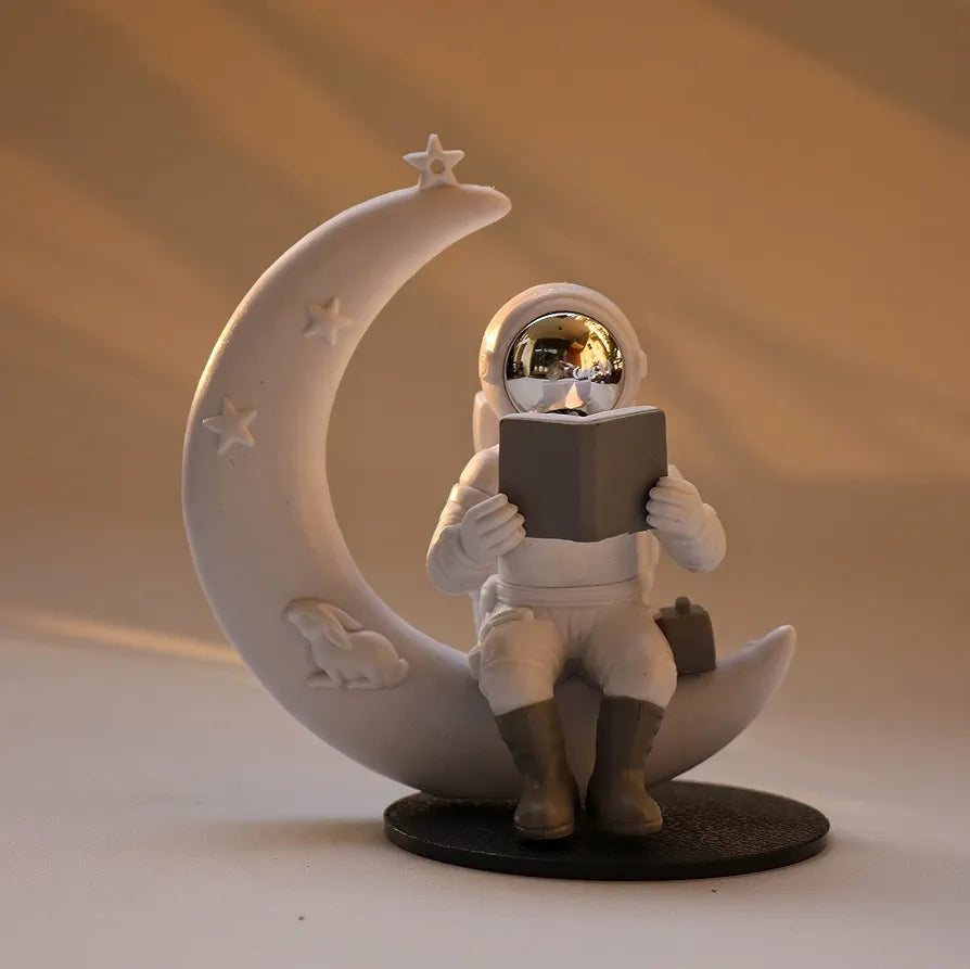 Street27 Astronaut Sitting on Moon Figurine Showpiece for Home Décor Idols