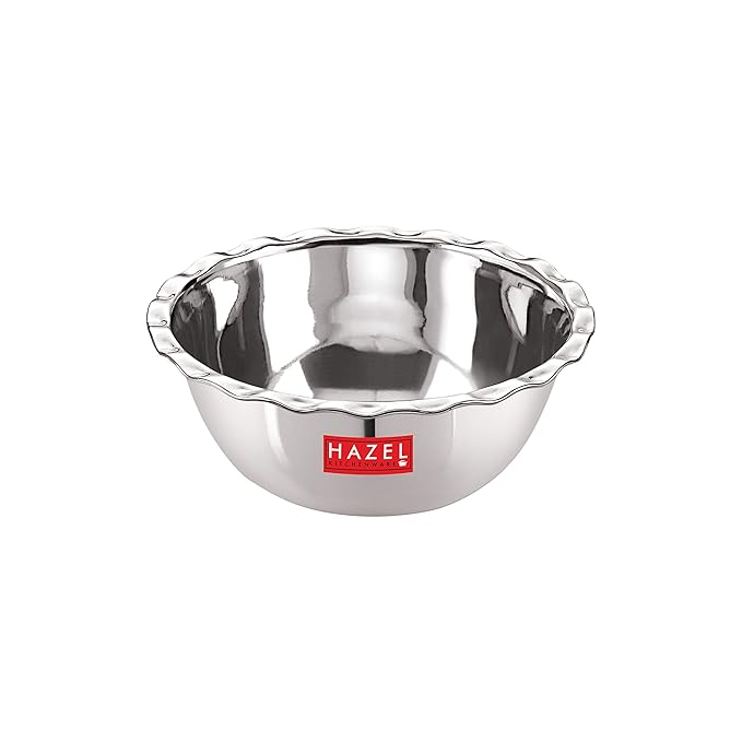 Hazel Stainless Steel Classic Serving Bowl Wati Vati Katori with Lid 400 ml (Silver, 13.5 cm)