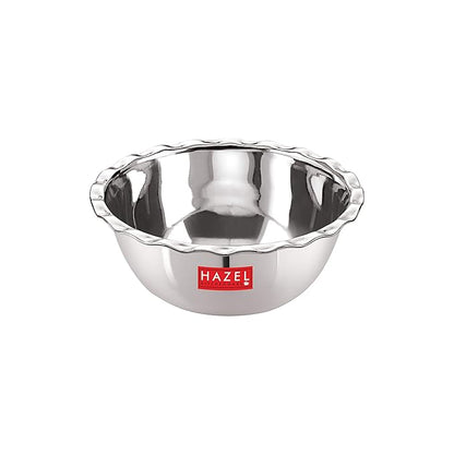 Hazel Stainless Steel Classic Serving Bowl Wati Vati Katori with Lid 400 ml (Silver, 13.5 cm)