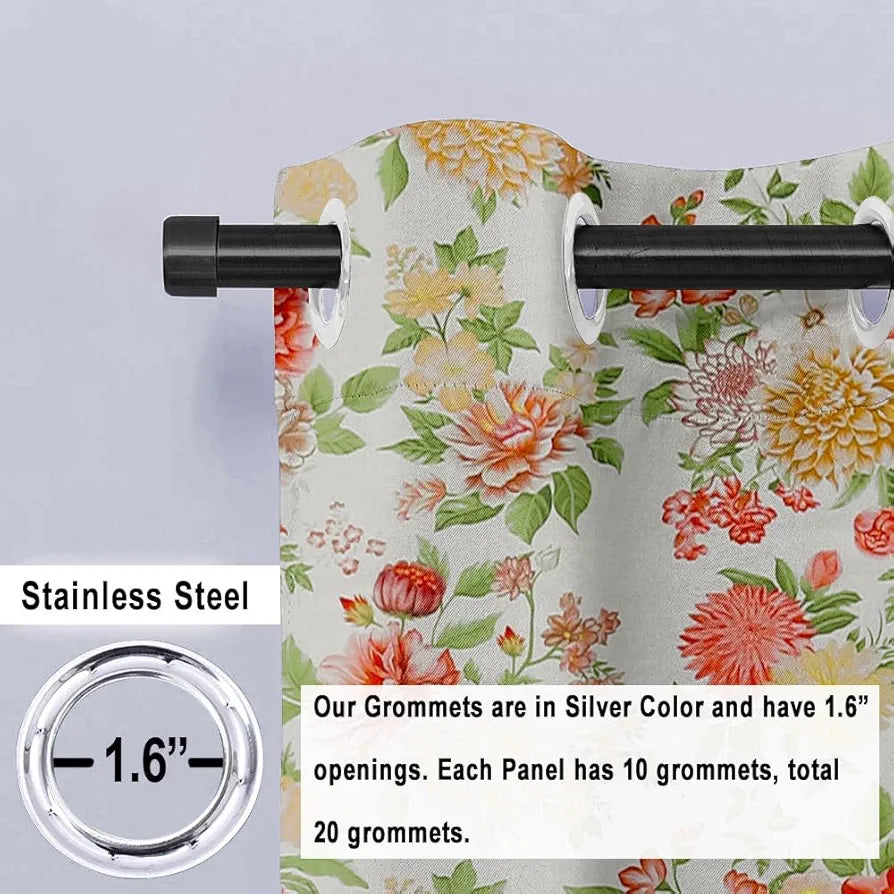 Cloth Fusion Blackout Printed Premium Door Curtains 7 Feet Long Set of 2 Lush Blooms