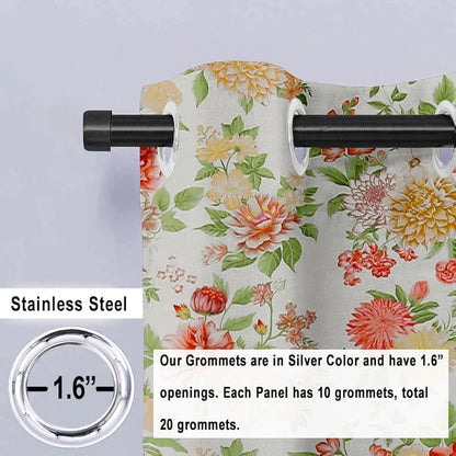 Cloth Fusion Blackout Printed Premium Door Curtains 7 Feet Long Set of 2 Lush Blooms