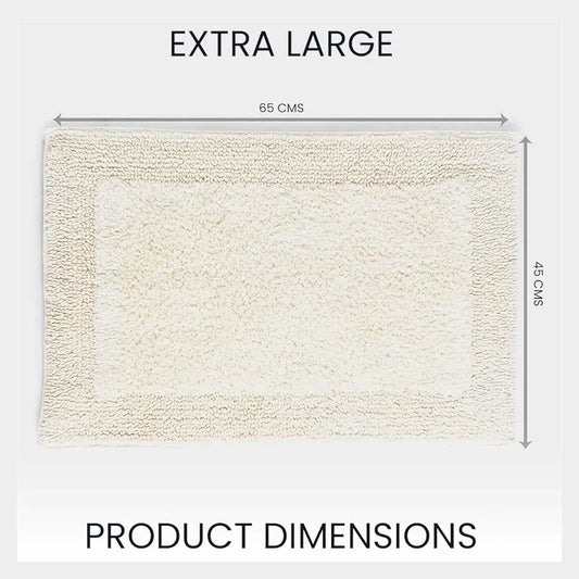 Sashaa World Super Absorbant Cotton Reversible Bath Rectangular Mat Bathroom Rugs Colour Ivory