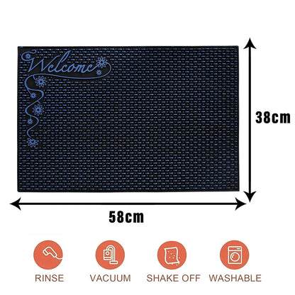 Kuber Industries Door Mat Rubber Mud Trapper Mat Welcome Mat Black & Blue Colour