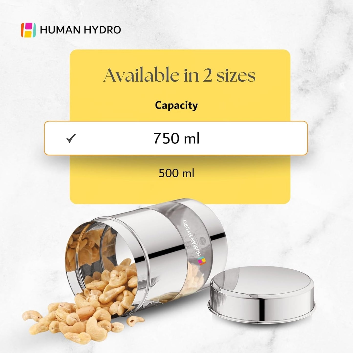 Human Hydro Stainless Steel Storage Containers - Set of 4 (750ml Each)