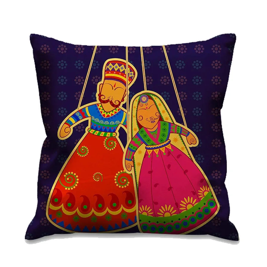 Aerohaven Jute Throw/Pillow Cushion Cover Set of 5 Colour Multi