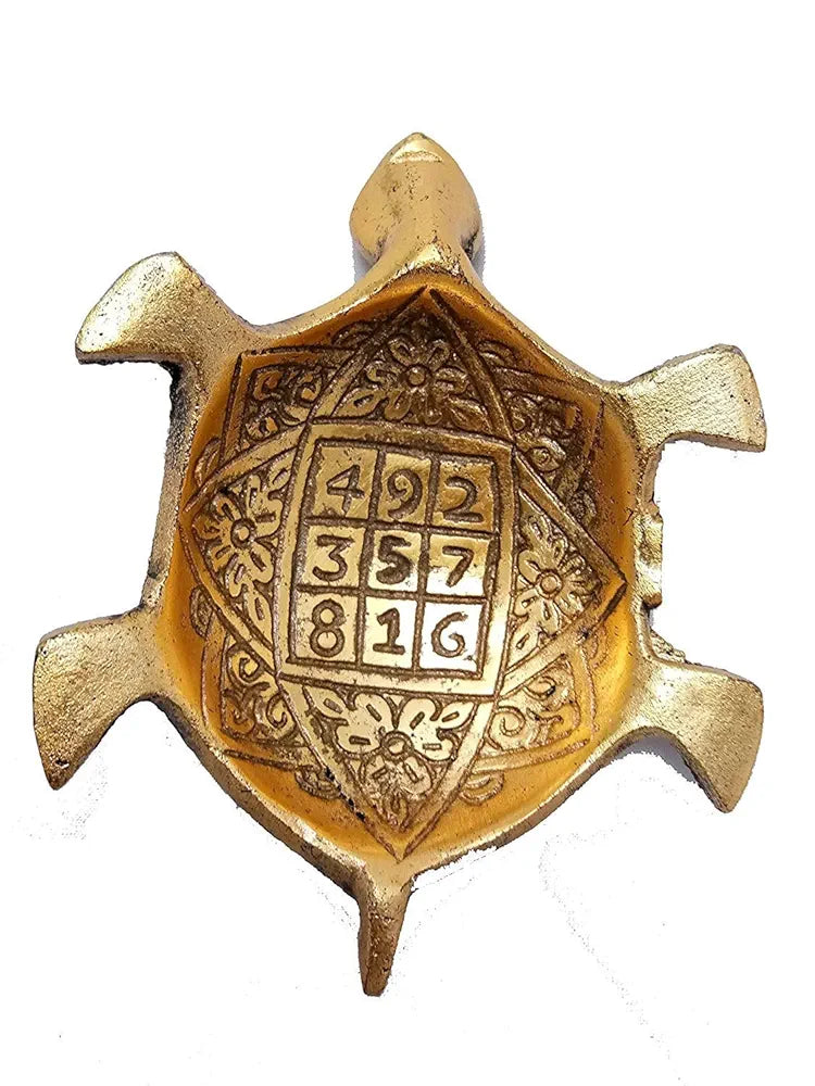 Chhariya Crafts Metal Feng Shui Tortoise on Plate Showpiece for Good Luck